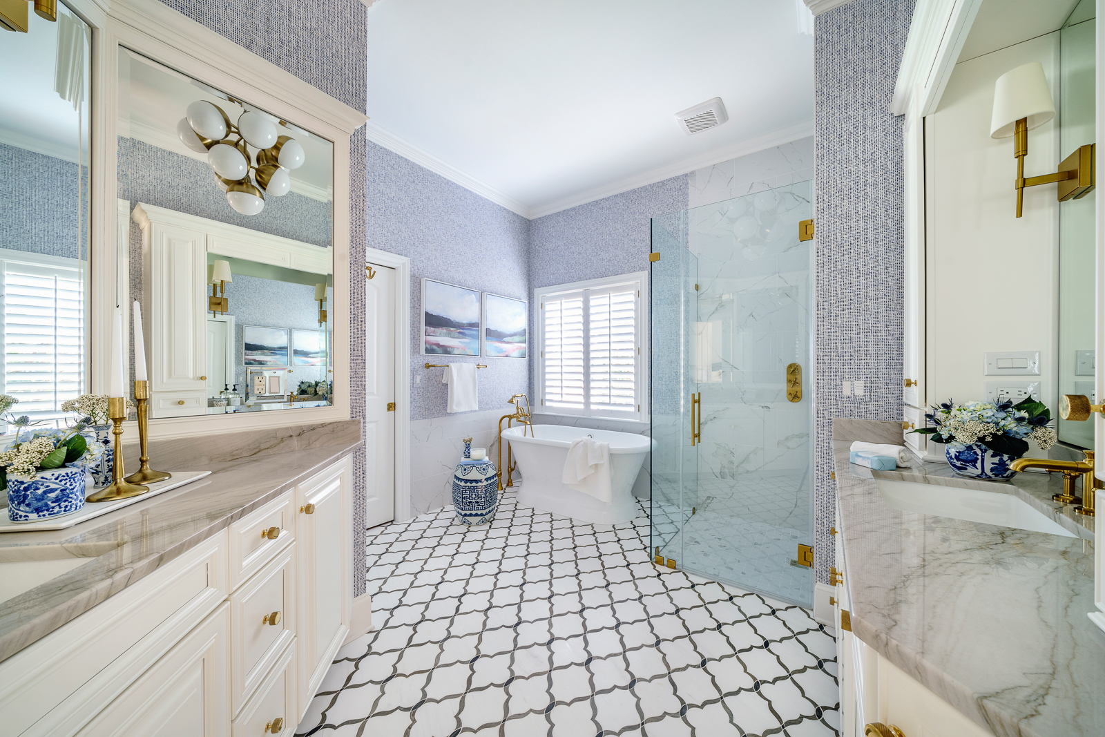 In this bathroom renovation Winston Salem, we transformed two bathroom spaces within the client’s home. First, the primary bathroom received a refresh. Powder room Winston Salem