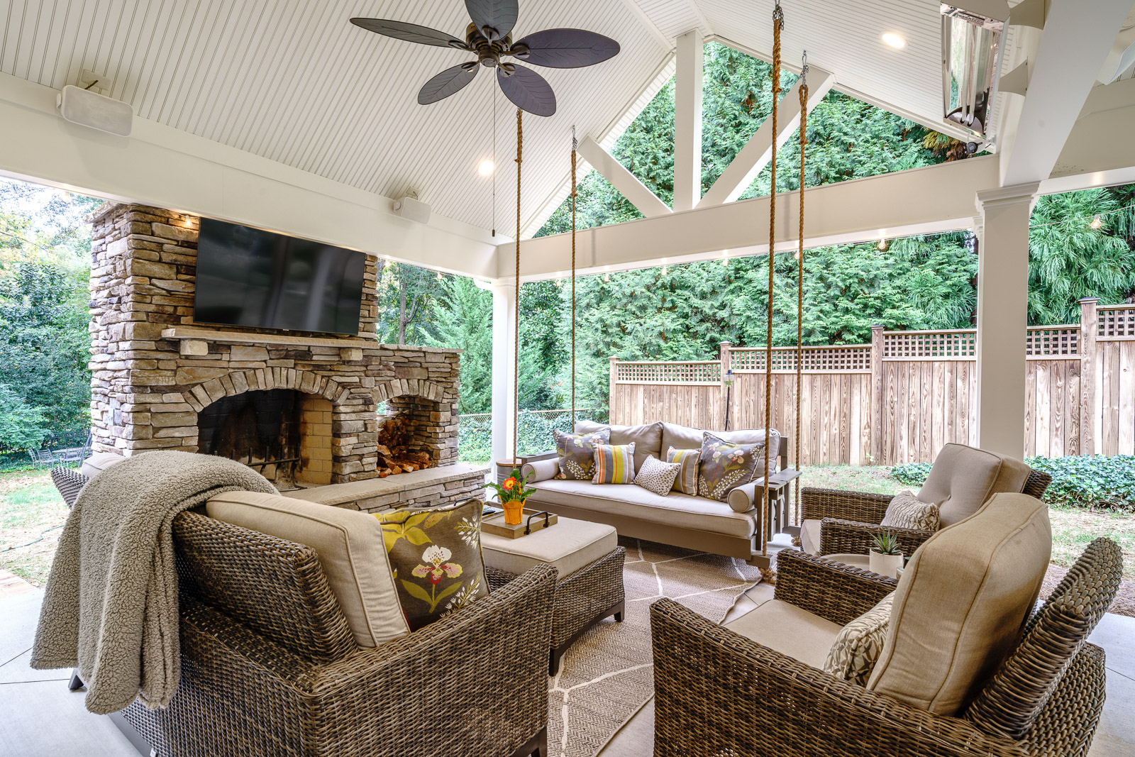 Covered patio renovation ICON Custom Builders North Carolina